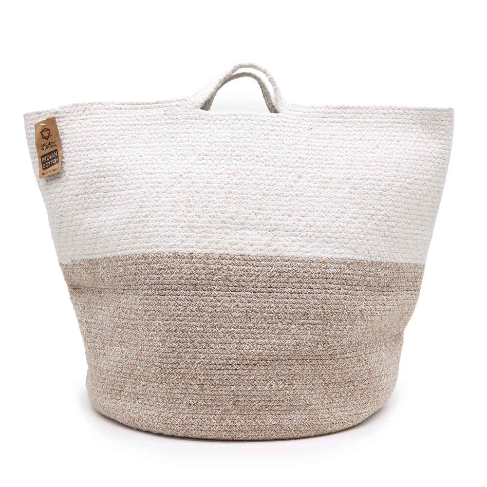 ancient wisdom Cotton Rope Laundry / Storage Big Basket 45x40cm - Beige