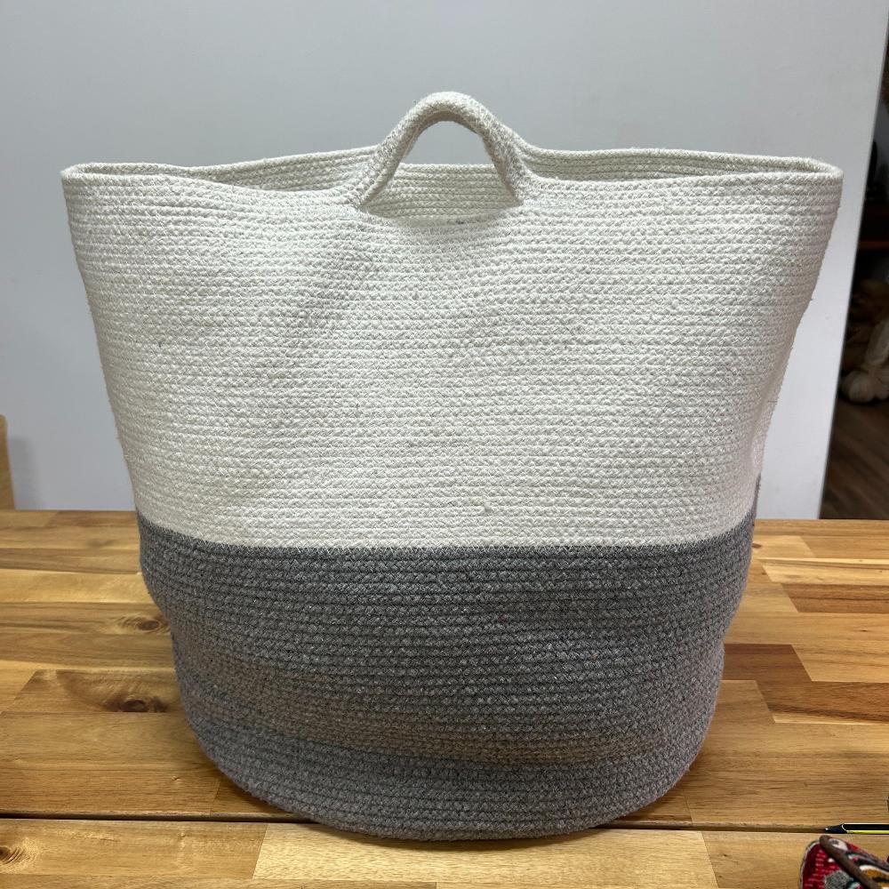 Ancient Wisdom Cotton Rope Laundry / Storage Big Basket 45x40cm - Grey