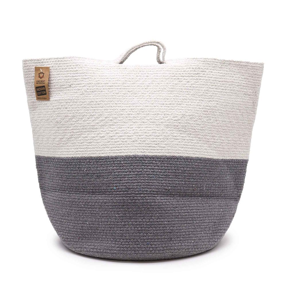 ancient wisdom Cotton Rope Laundry / Storage Big Basket 45x40cm - Grey