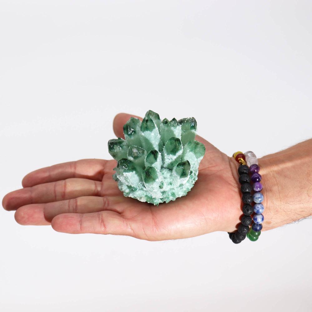 Ancient Wisdom Crafted Quartz Cluster - Green Ghost Quartz (approx 250-300gm 8cm)