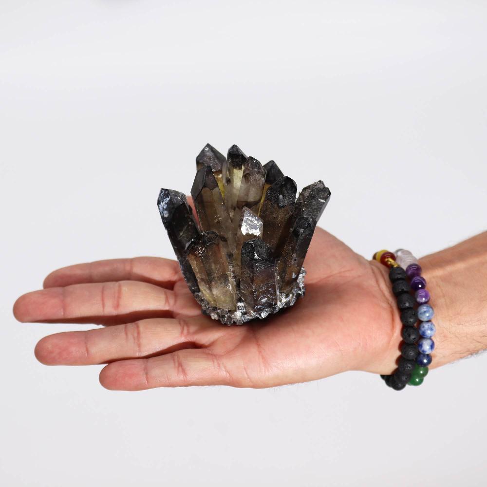 Ancient Wisdom Crafted Quartz Cluster - Smoky Ghost Quartz (approx 250-300gm 8cm)