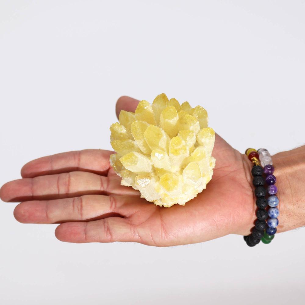 Ancient Wisdom Crafted Quartz Cluster - Yellow Ghost Quartz (approx 250-300gm 8cm)