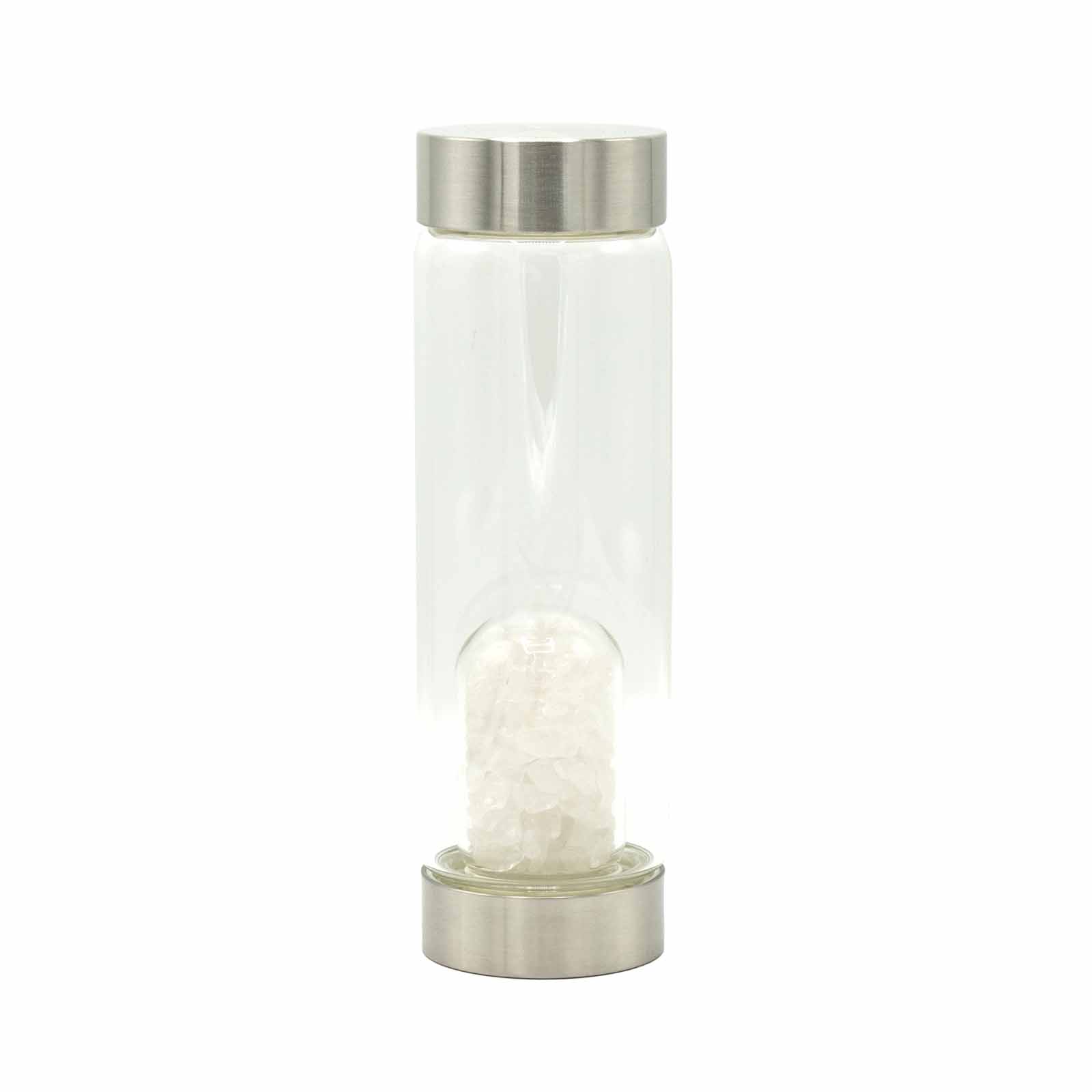 ancient wisdom Crystal Infused Glass Water Bottle - Cleansing Clear Quartz - Chips