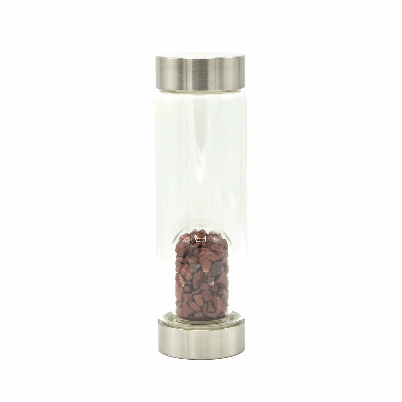 ancient wisdom Crystal Infused Glass Water Bottle - Invigorating Red Jasper - Chips