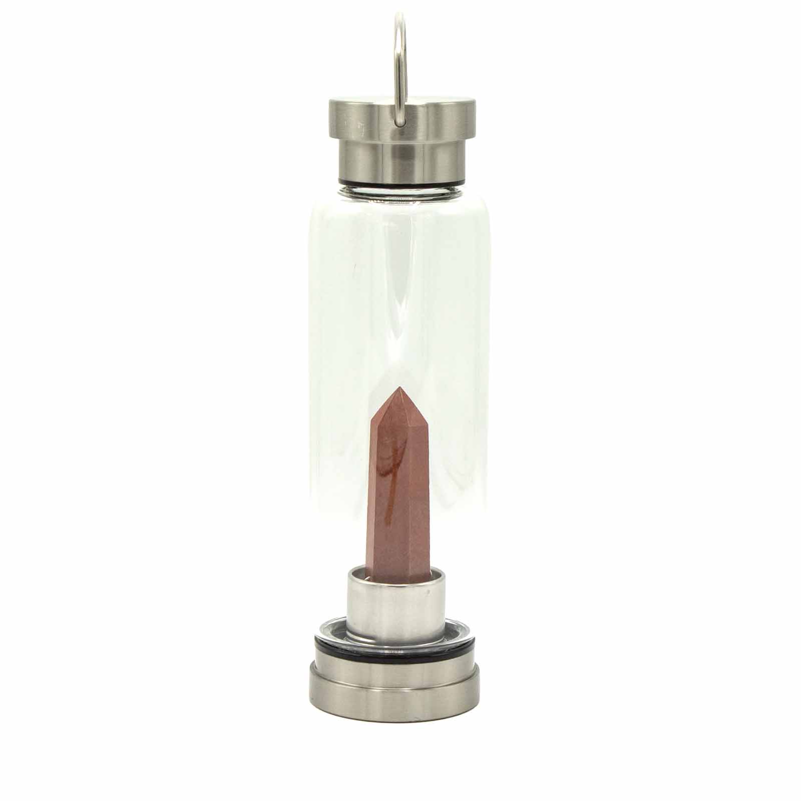 ancient wisdom Crystal Infused Glass Water Bottle - Invigorating Red Jasper - Obelisk