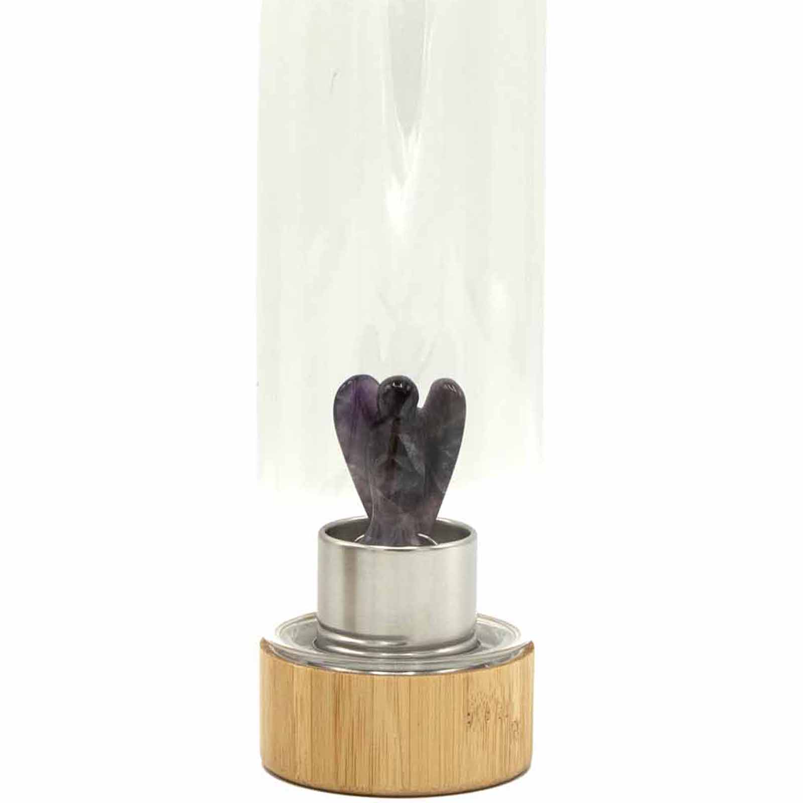 Ancient Wisdom Crystal Infused Glass Water Bottle - Relaxing Amethyst - Angel