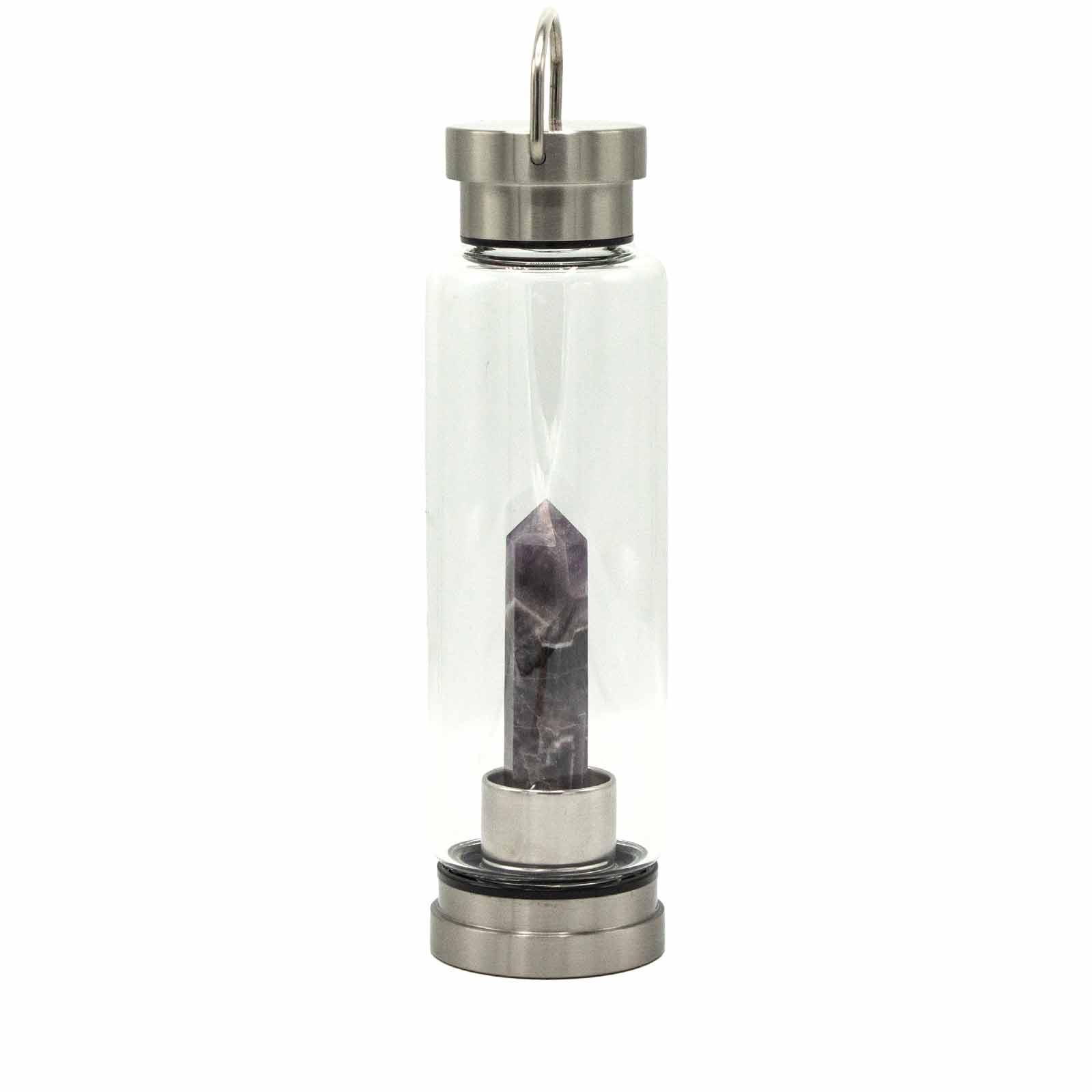 ancient wisdom Crystal Infused Glass Water Bottle - Relaxing Amethyst - Obelisk