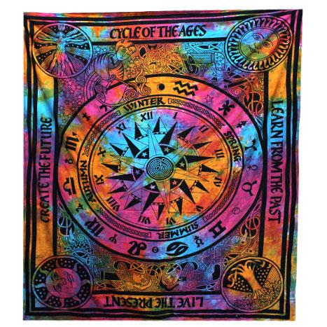 ancient wisdom Double Cotton Bedspread + Wall Hanging - Circle of Ages