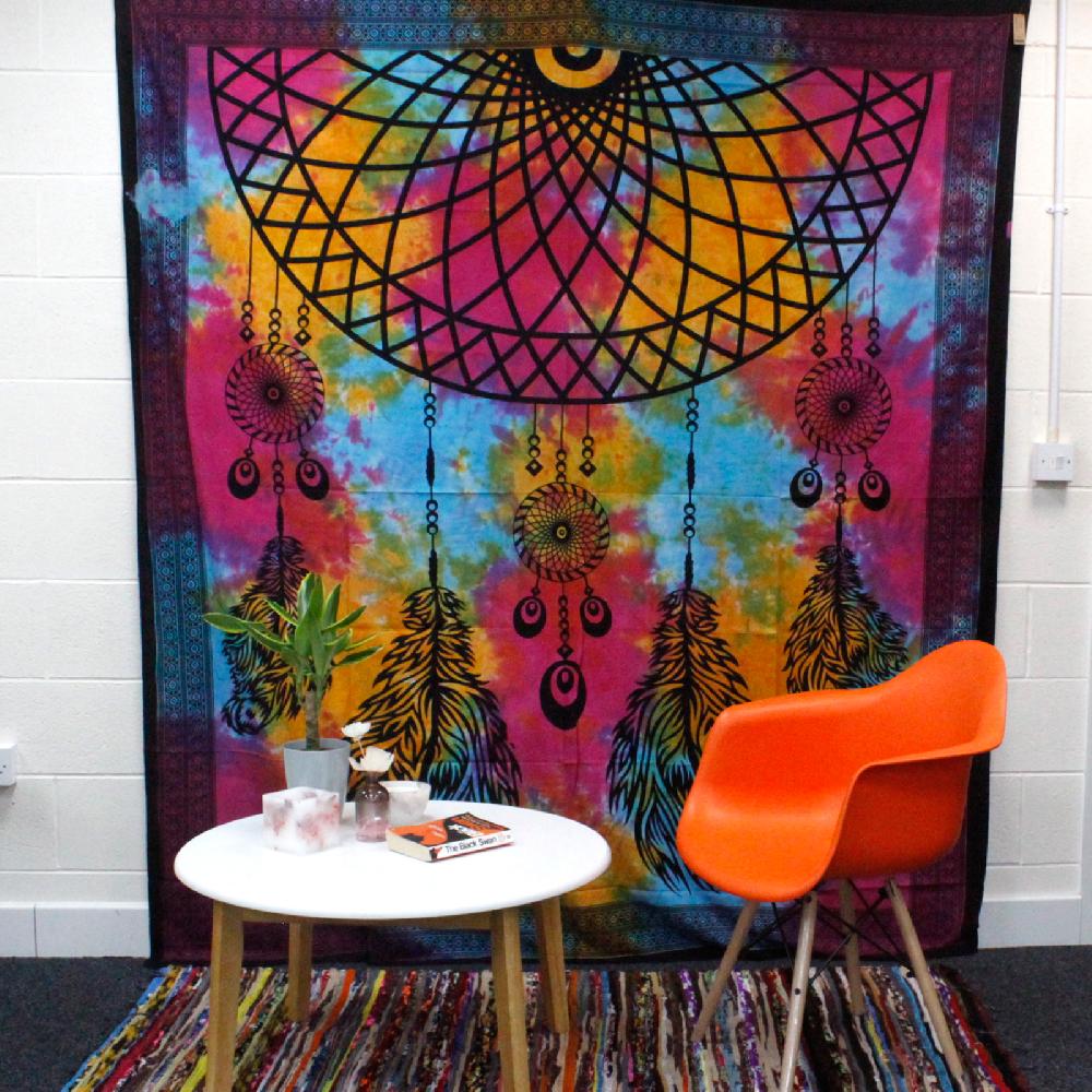 Ancient Wisdom Double Cotton Bedspread + Wall Hanging - Dreamchatcher