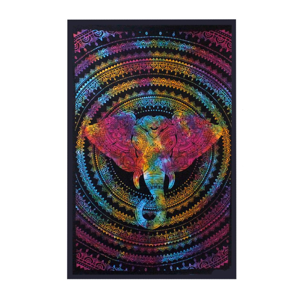 Ancient Wisdom Double Cotton Bedspread + Wall Hanging - Elephant Head