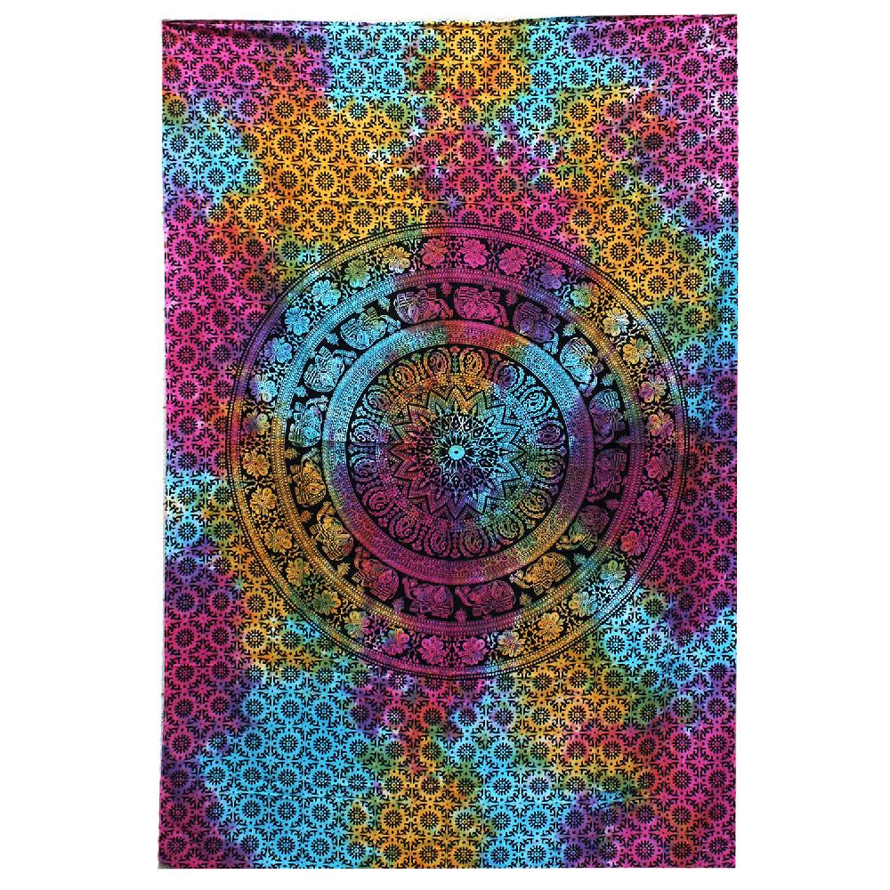 ancient wisdom Double Cotton Bedspread + Wall Hanging - Mnadala Elephant