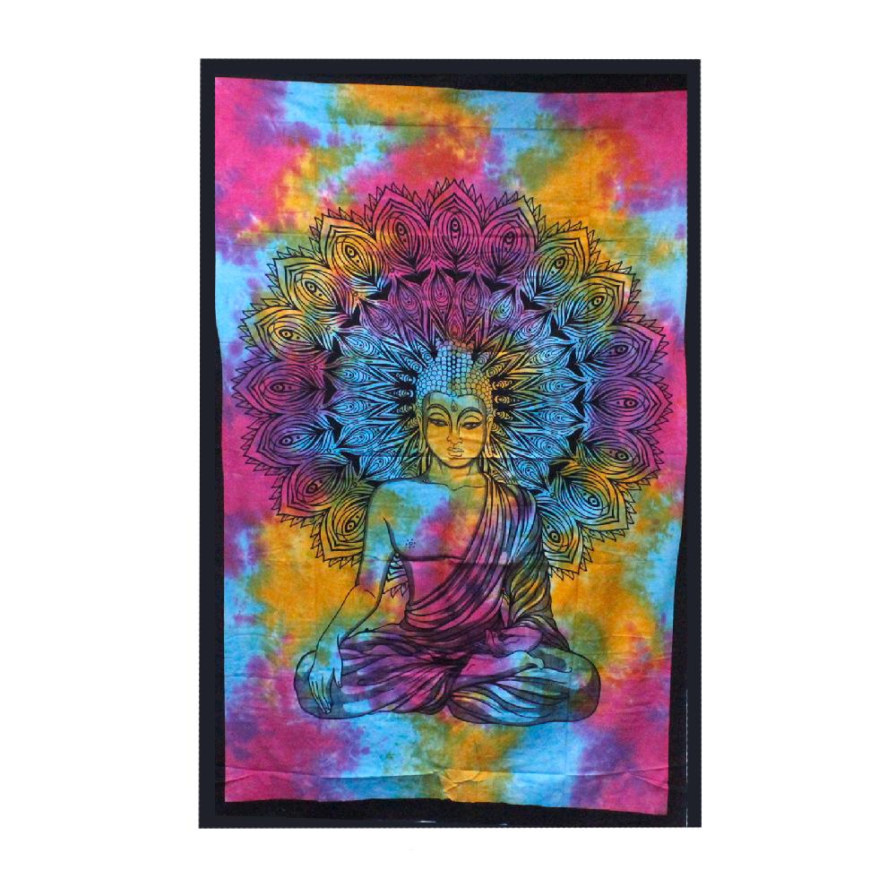 Ancient Wisdom Double Cotton Bedspread + Wall Hanging - Peaceful Buddha