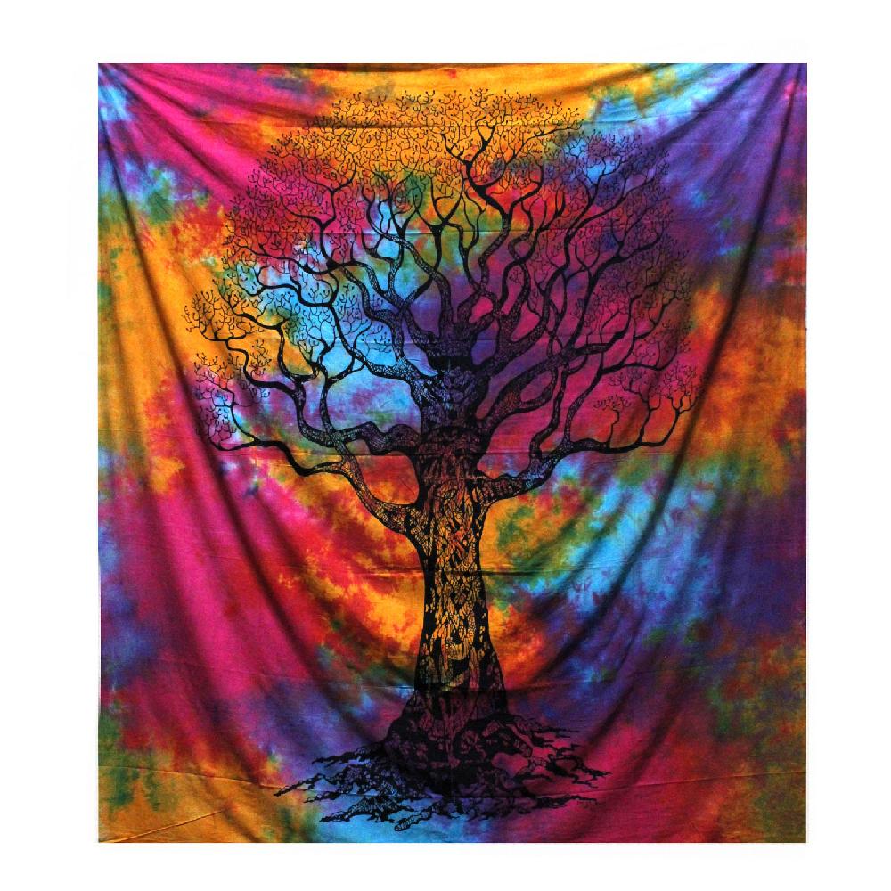ancient wisdom Double Cotton Bedspread + Wall Hanging - Winter Tree