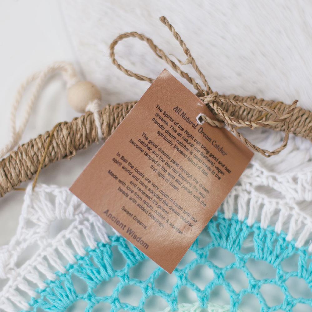 Ancient Wisdom Dream Catcher - Medium Blue Heart In Heart - 35cm