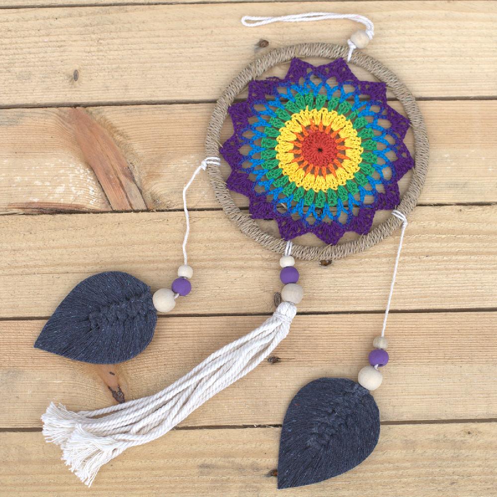 Ancient Wisdom Dream Catcher - Medium Rainbow Elemental Spirits - 35cm