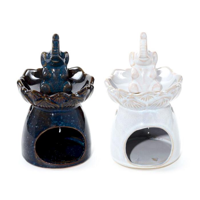 Ancient Wisdom Eden Elephant Lotus Flower Dish Oil Burner