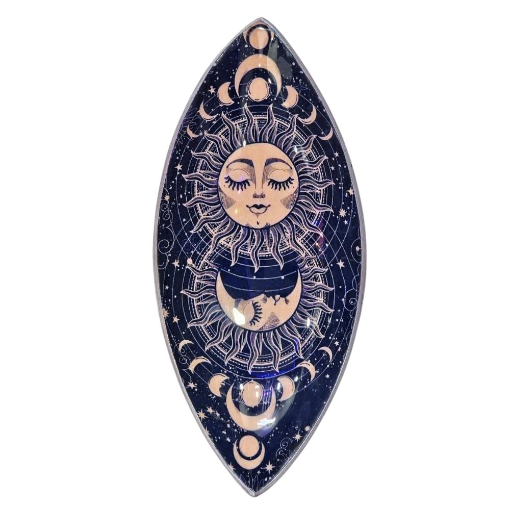 ancient wisdom Enamel Incense Bowl - Aluminum - Pink Sun & Moon