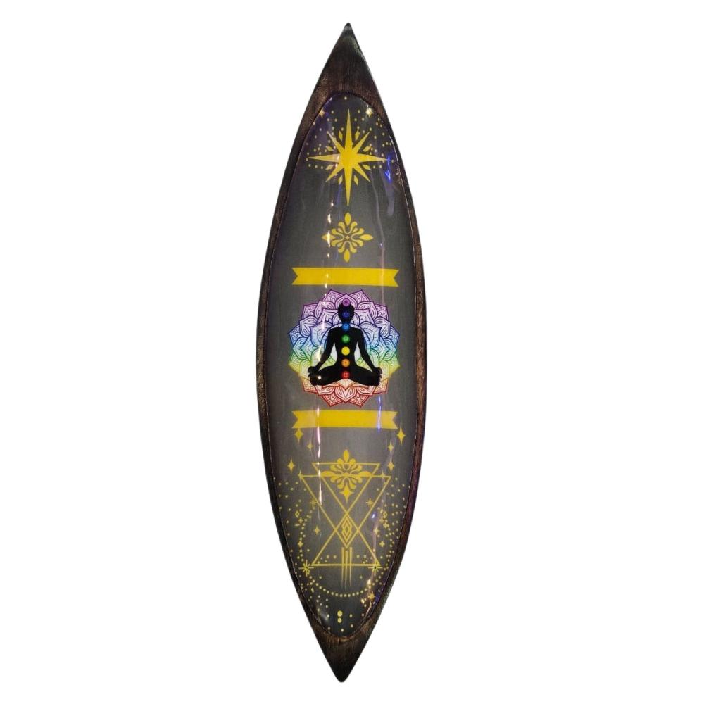 ancient wisdom Enamel Incense Bowl - Mango Wood - Chakra