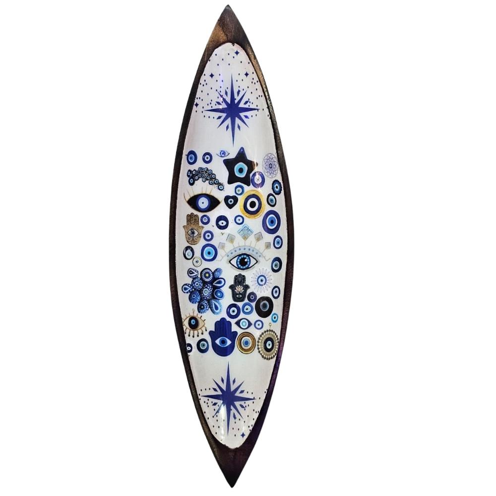 ancient wisdom Enamel Incense Bowl - Mango Wood - Evil Eye