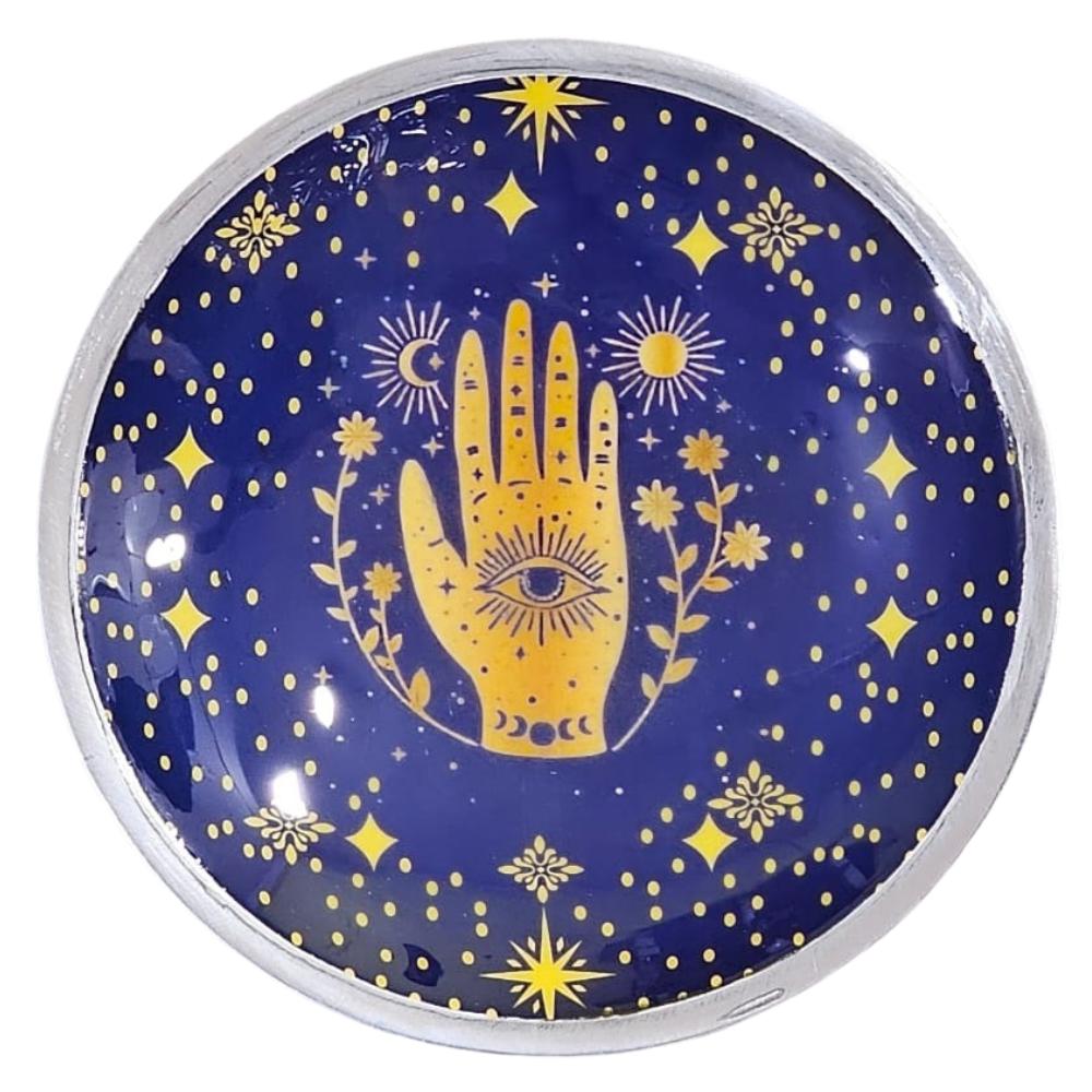 Ancient Wisdom Enamelled Offering Plate - Hamsa Midnight Blue