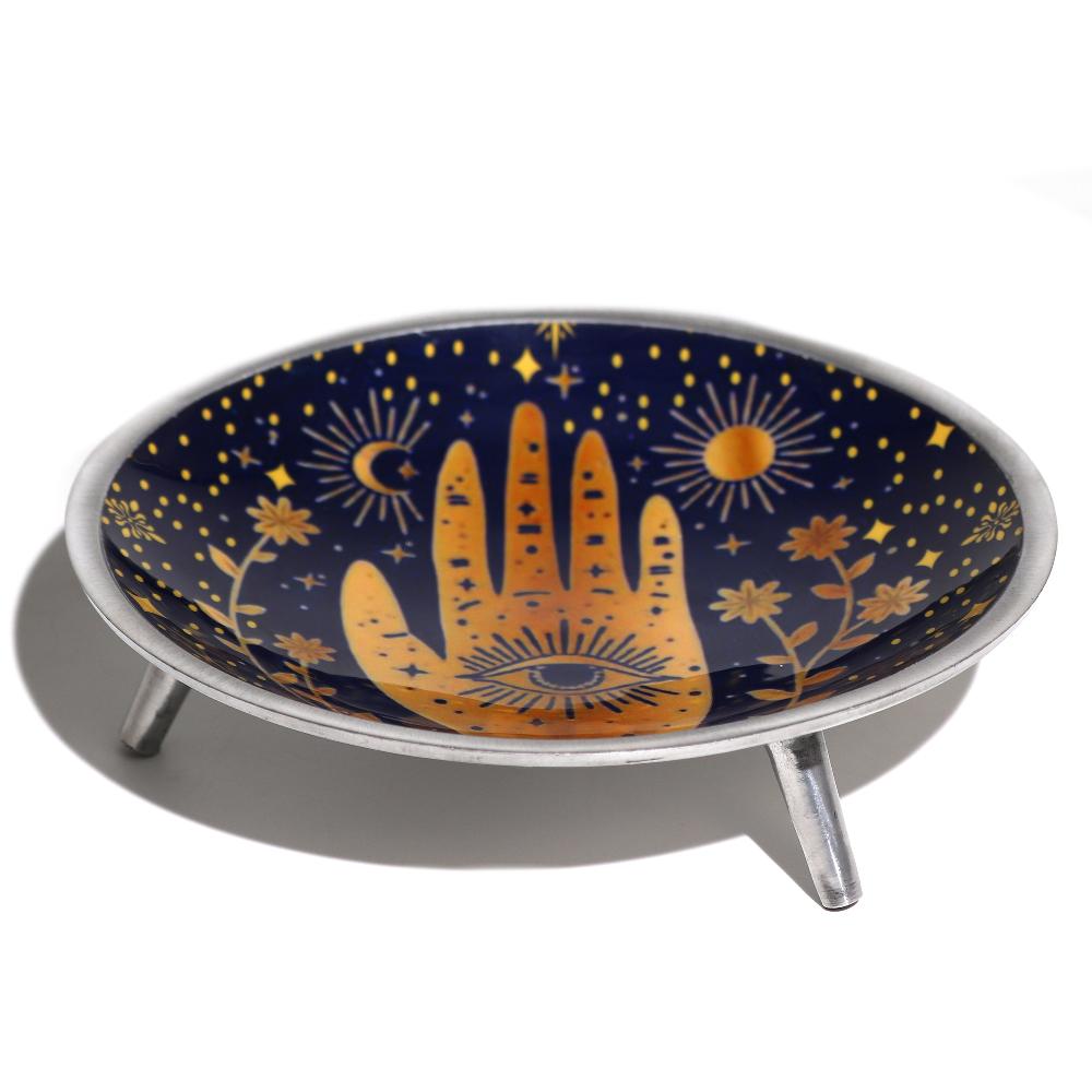 Ancient Wisdom Enamelled Offering Plate - Hamsa Midnight Blue