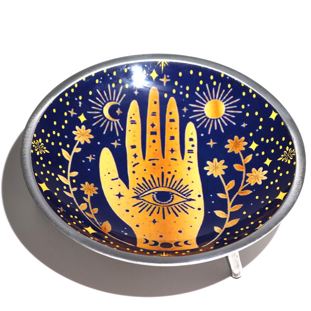 Ancient Wisdom Enamelled Offering Plate - Hamsa Midnight Blue