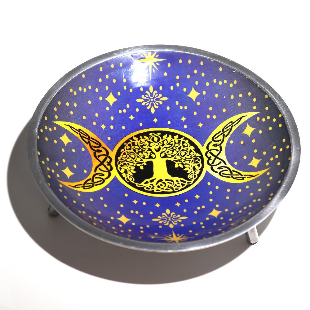 Ancient Wisdom Enamelled Offering Plate - Purple Triple Moon