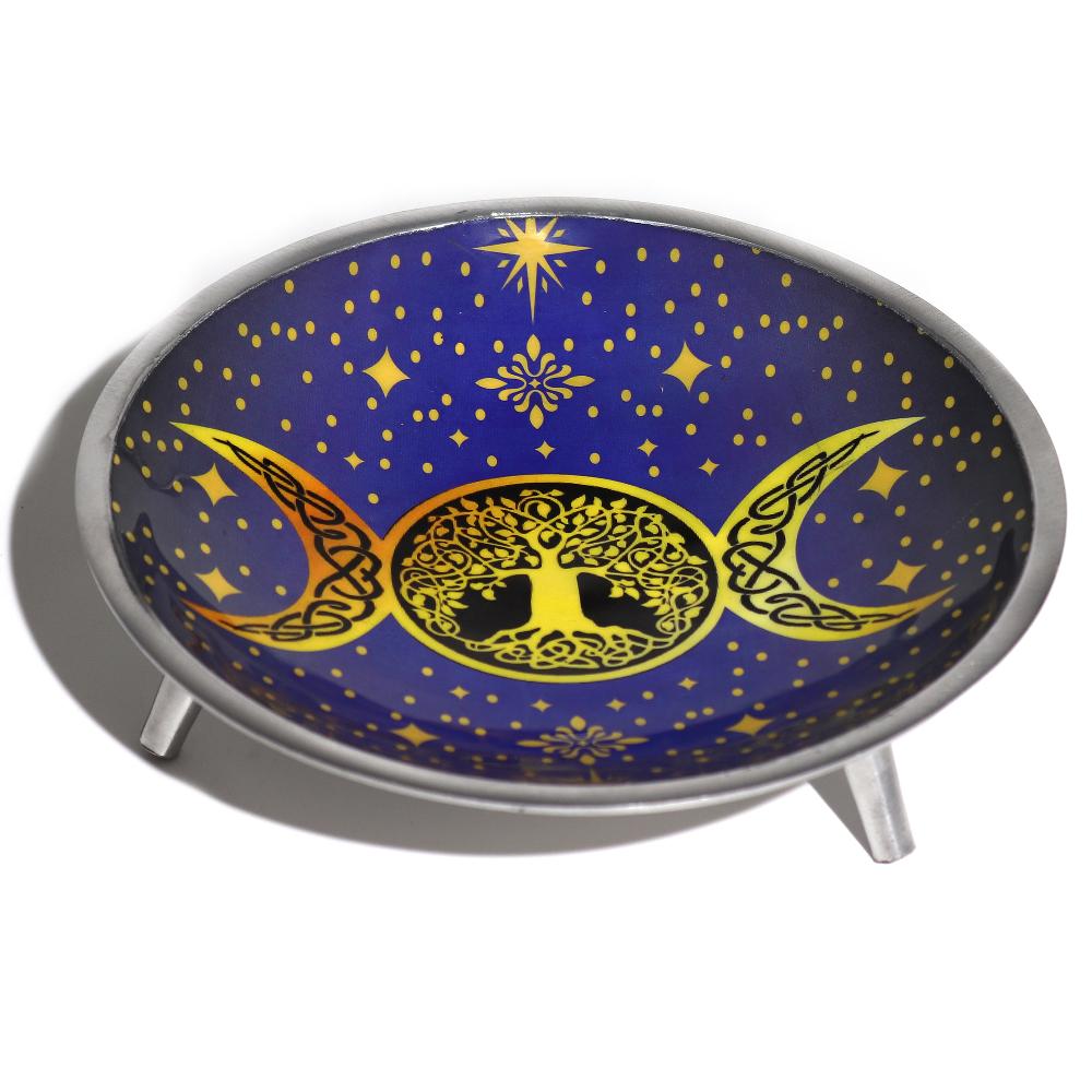 ancient wisdom Enamelled Offering Plate - Purple Triple Moon
