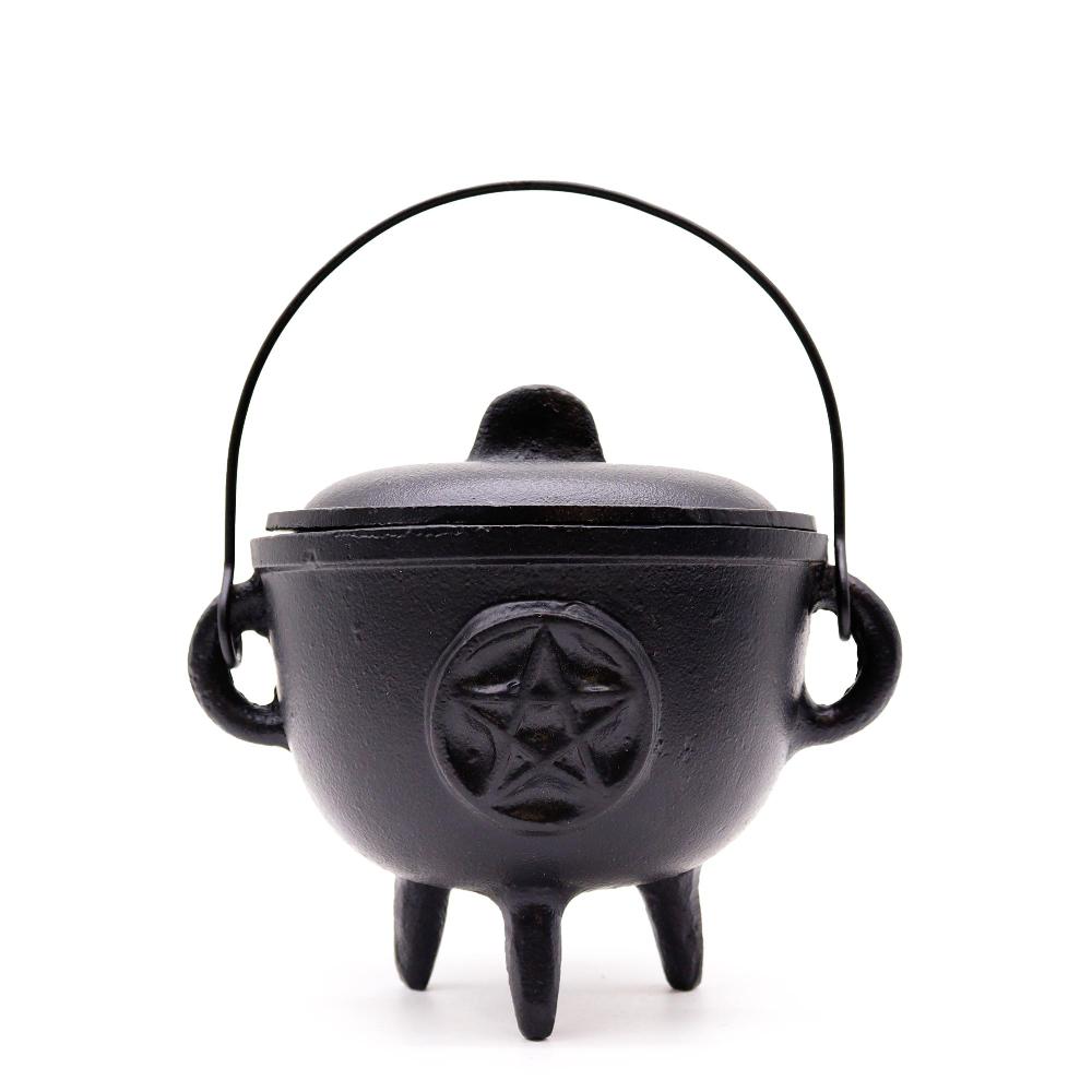 ancient wisdom Extra Lrg Cast Iron Cauldron with Pentagram 15x15cm