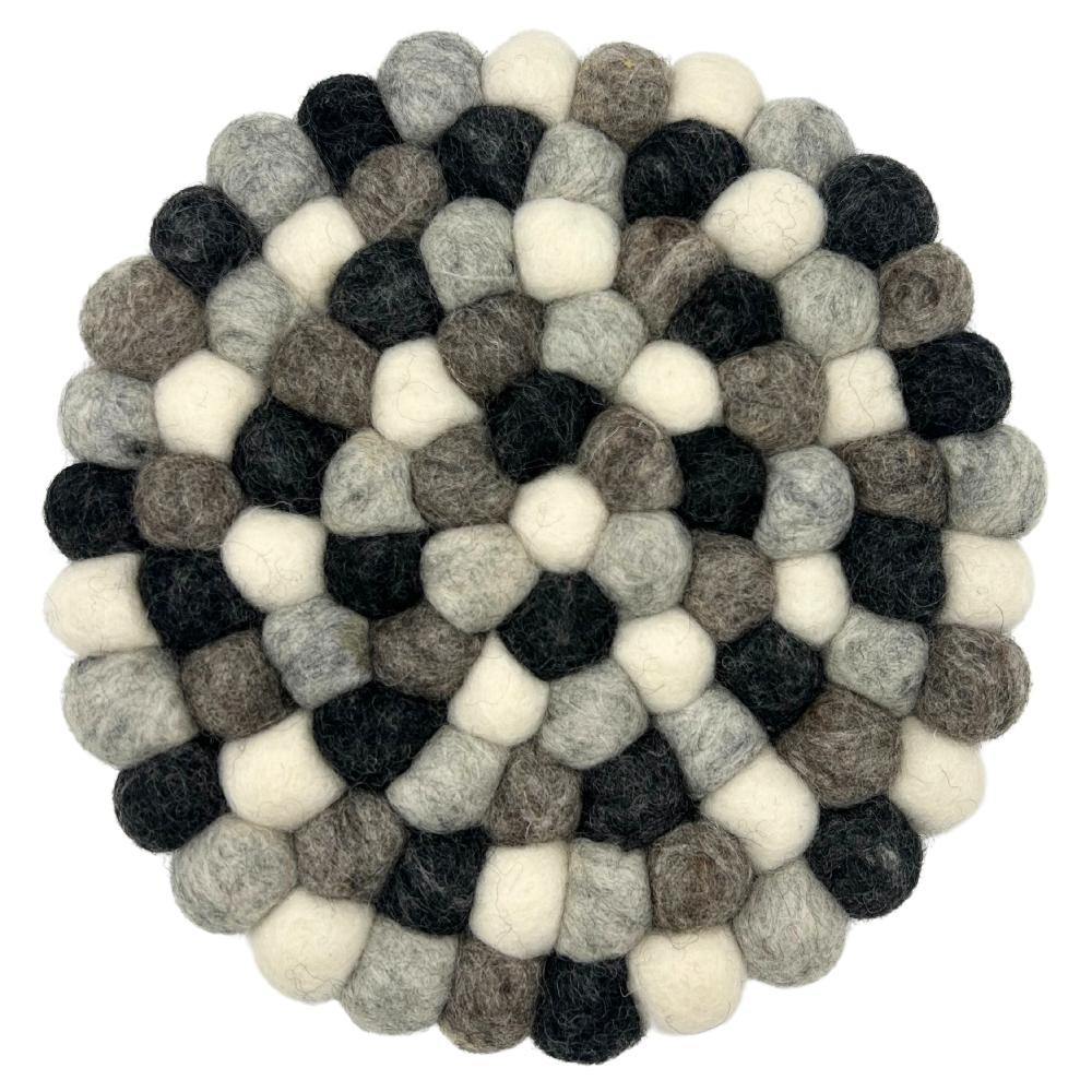 ancient wisdom Felt Ball Round Placemat- 20cm Multi Grey Colour