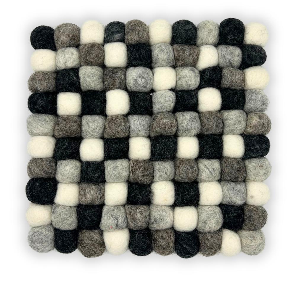 ancient wisdom Felt Ball Square Placemat - 20cm Multi Grey Colour