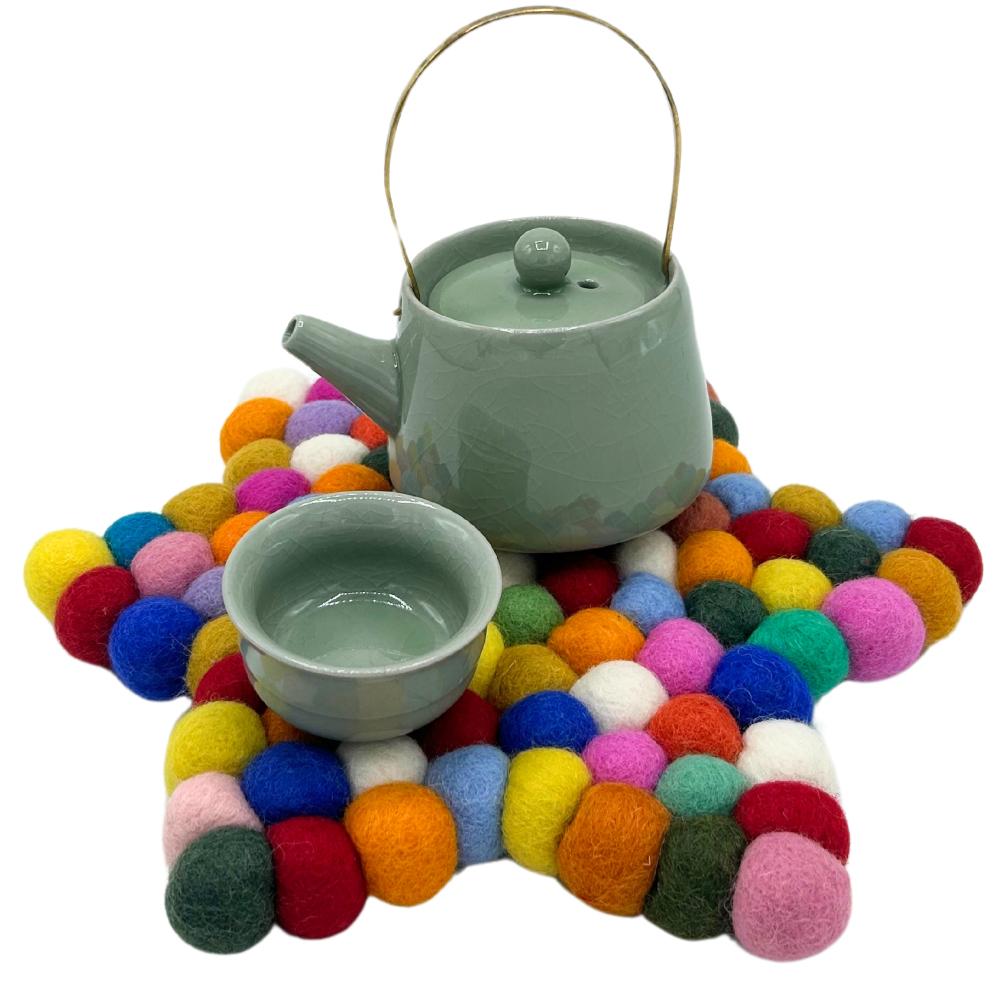 Ancient Wisdom Felt Ball Star Centre Mat - 38x18cm Multi Colour