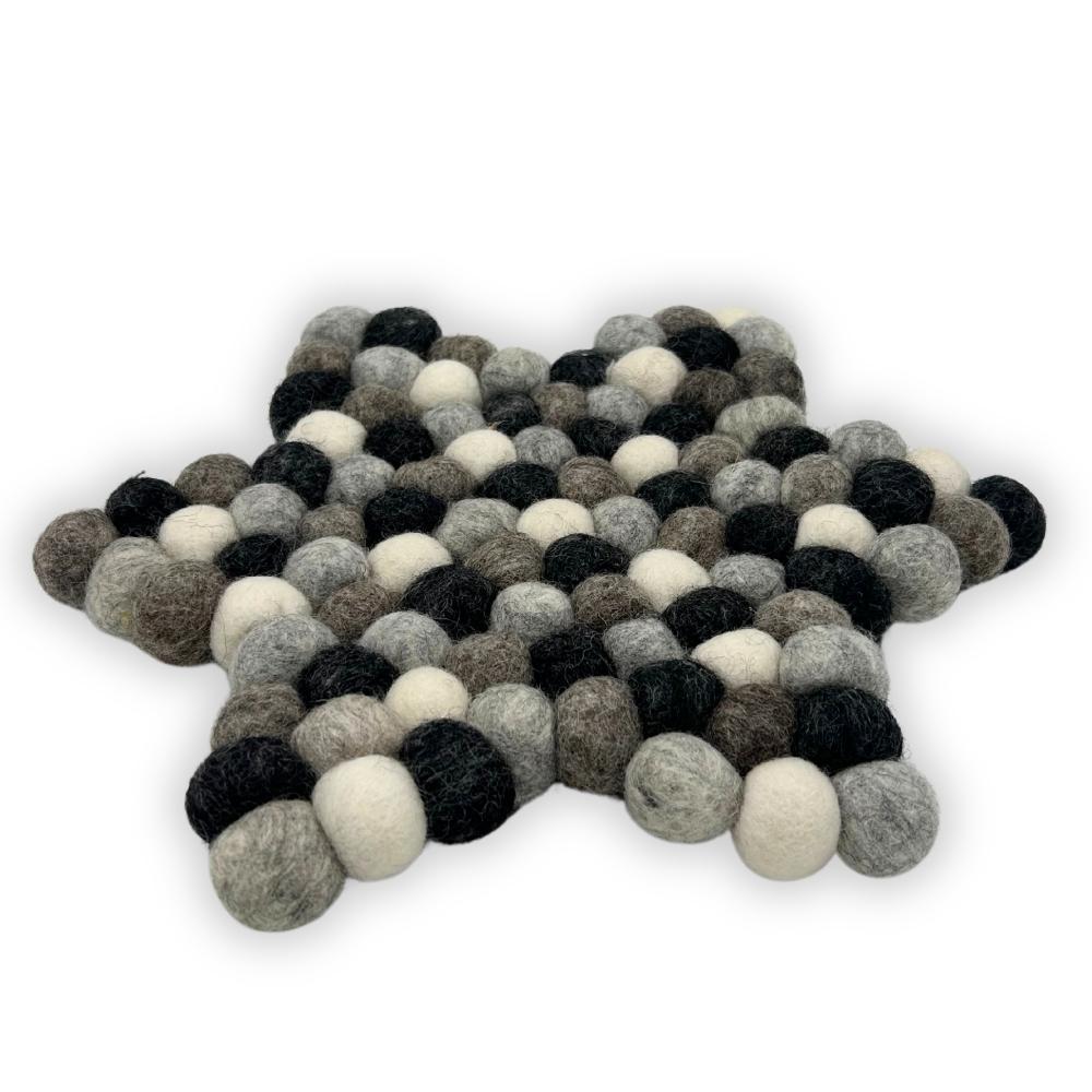Ancient Wisdom Felt Ball Star Centre Mat - 38x18cm Multi Grey Colour