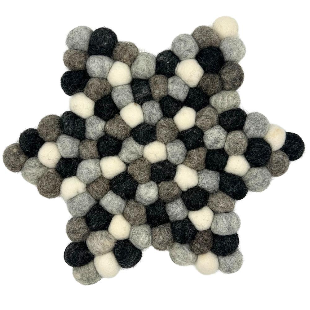 ancient wisdom Felt Ball Star Centre Mat - 38x18cm Multi Grey Colour