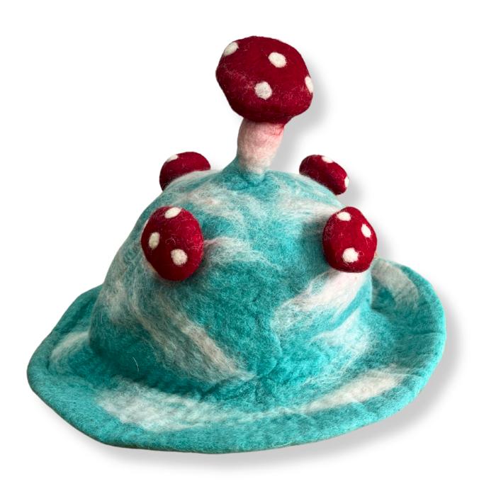 ancient wisdom Felted Mushroom Hat - Lost in a Sky Blue