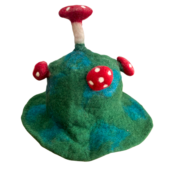 ancient wisdom Felted Mushroom Hat - Moss Mountain Green