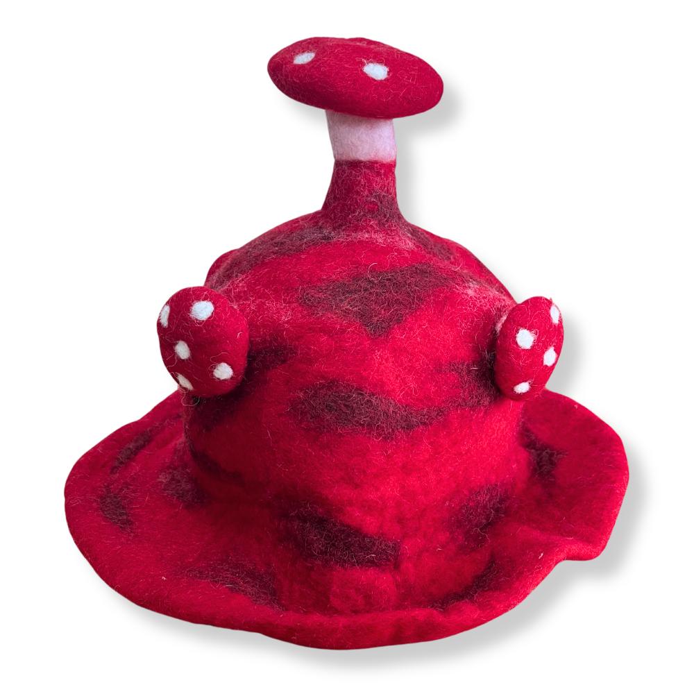 Ancient Wisdom Felted Mushroom Hat - Rush To The Head Red