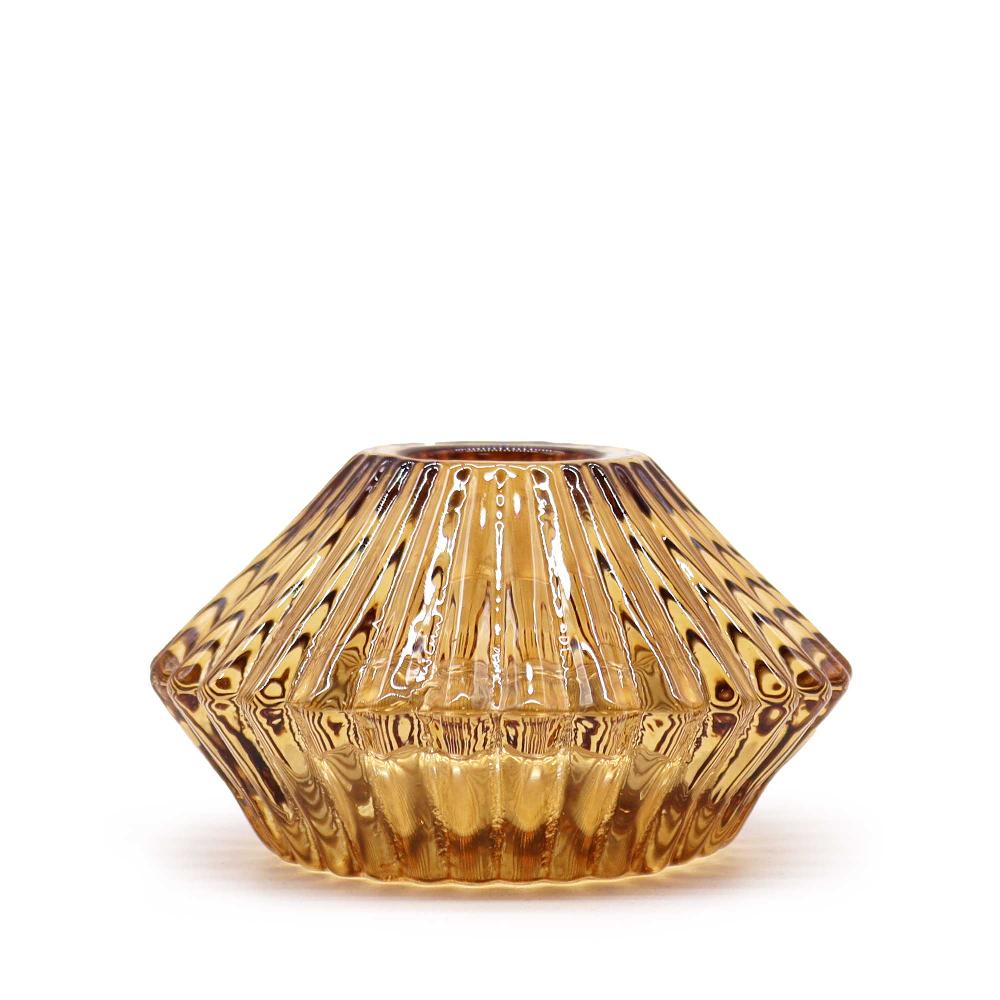 ancient wisdom Flower Flip Dinner Candle / Tealight Holder - Antique Amber