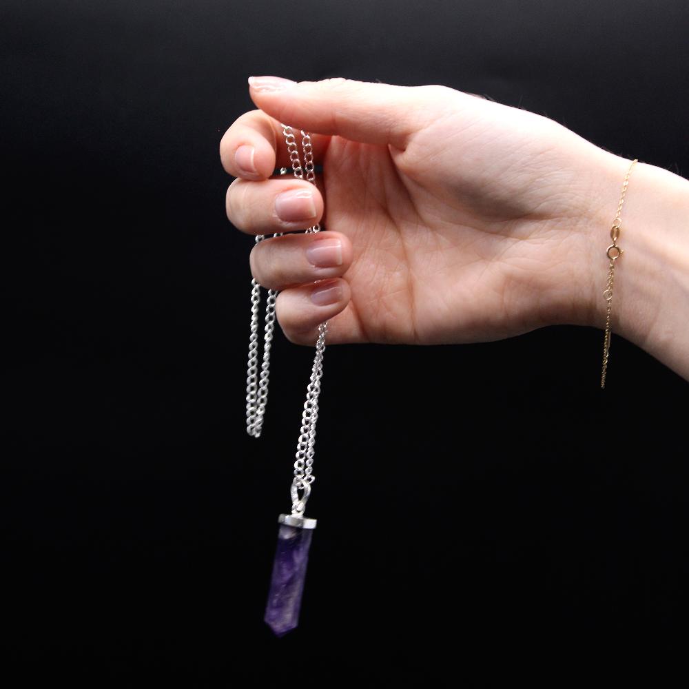 Ancient Wisdom Gemstone Classic Point Pendant - Amethyst