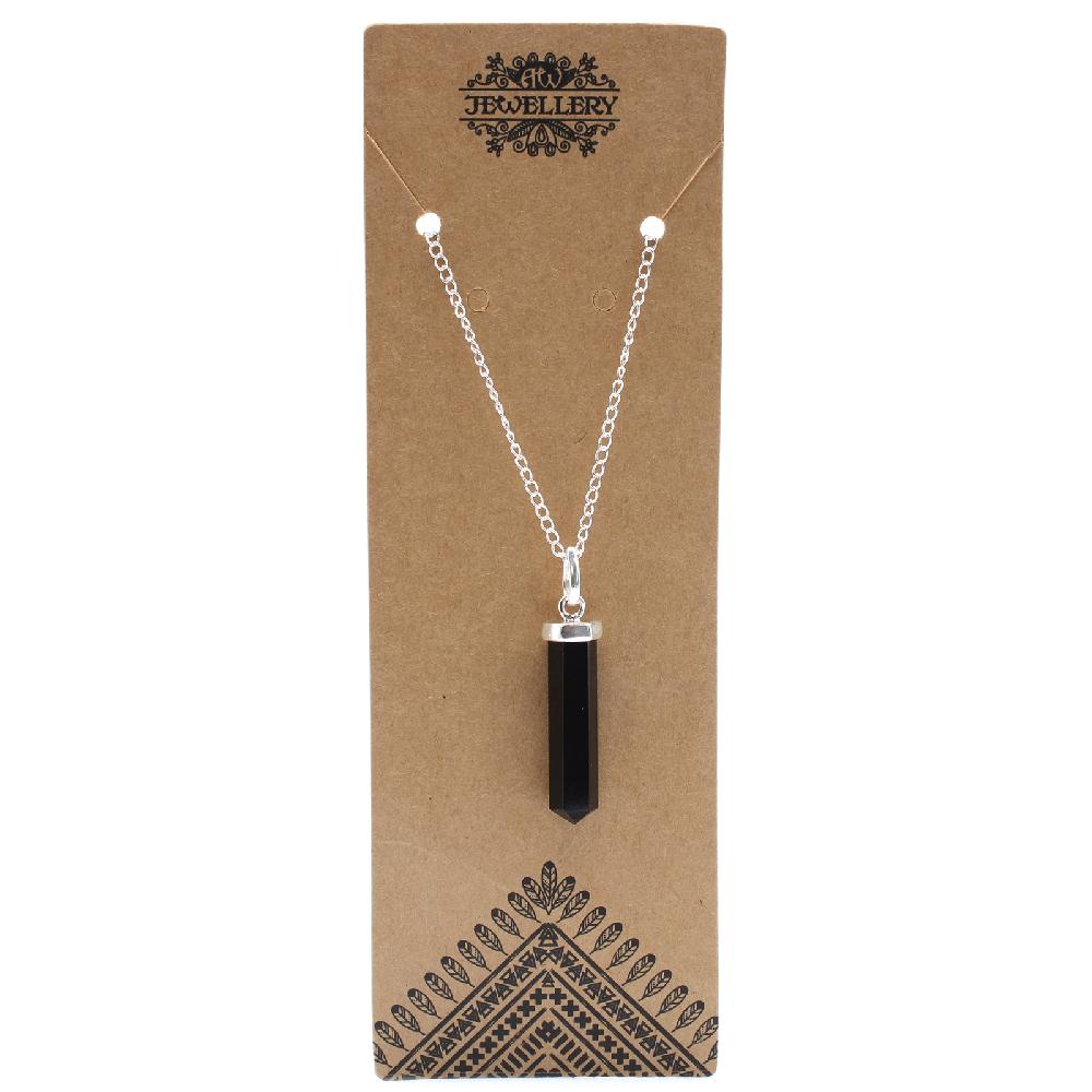 Ancient Wisdom Gemstone Classic Point Pendant - Black Agate