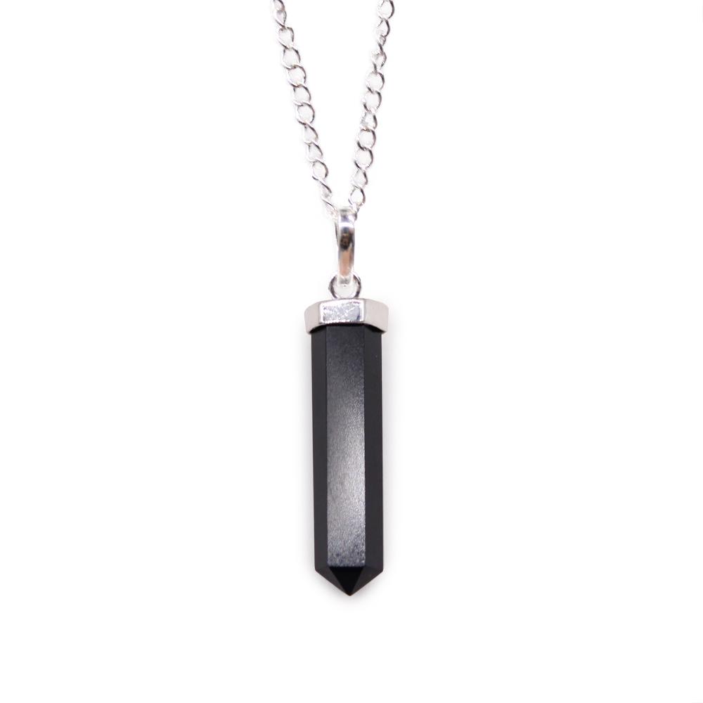 ancient wisdom Gemstone Classic Point Pendant - Black Agate