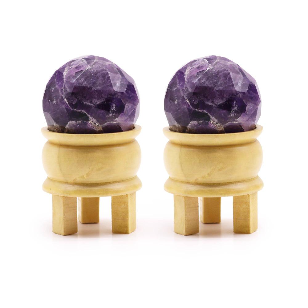 Ancient Wisdom Gemstone Faceted Healing Ball & Stand - Amethyst