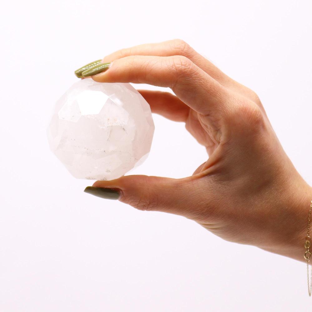 Ancient Wisdom Gemstone Faceted Healing Ball & Stand - Rock Quartz
