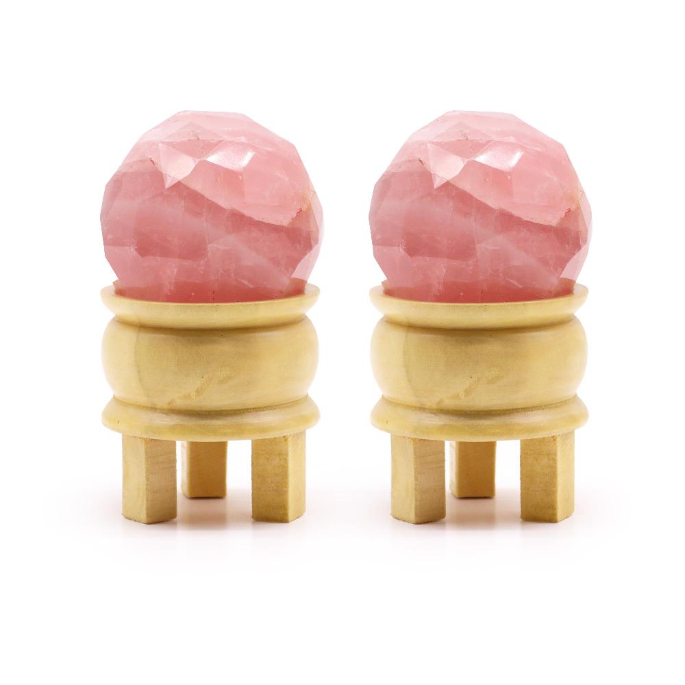Ancient Wisdom Gemstone Faceted Healing Ball & Stand - Rose Quartz