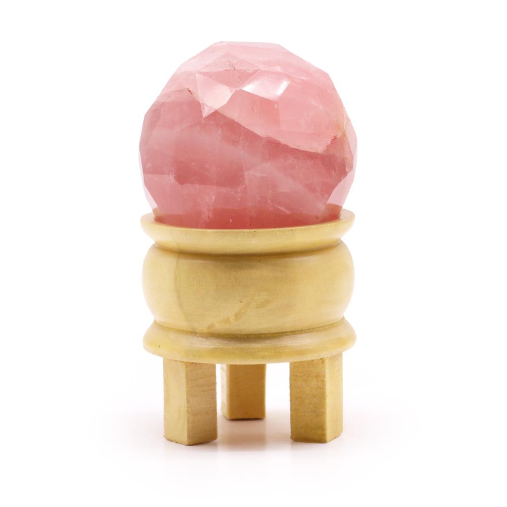 ancient wisdom Gemstone Faceted Healing Ball & Stand - Rose Quartz