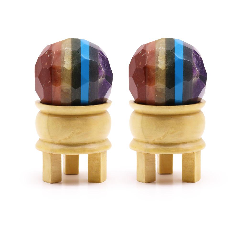 Ancient Wisdom Gemstone Faceted Healing Ball & Stand - Seven Chakra