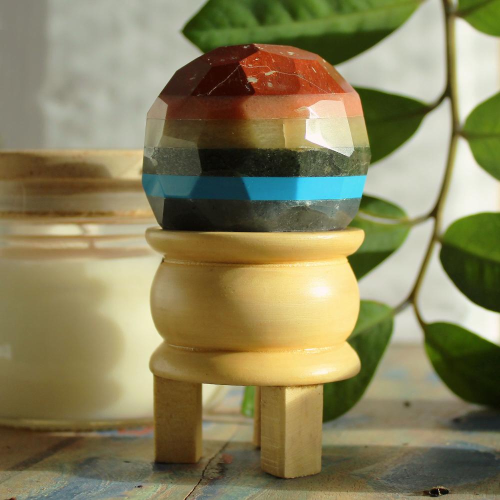 Ancient Wisdom Gemstone Faceted Healing Ball & Stand - Seven Chakra