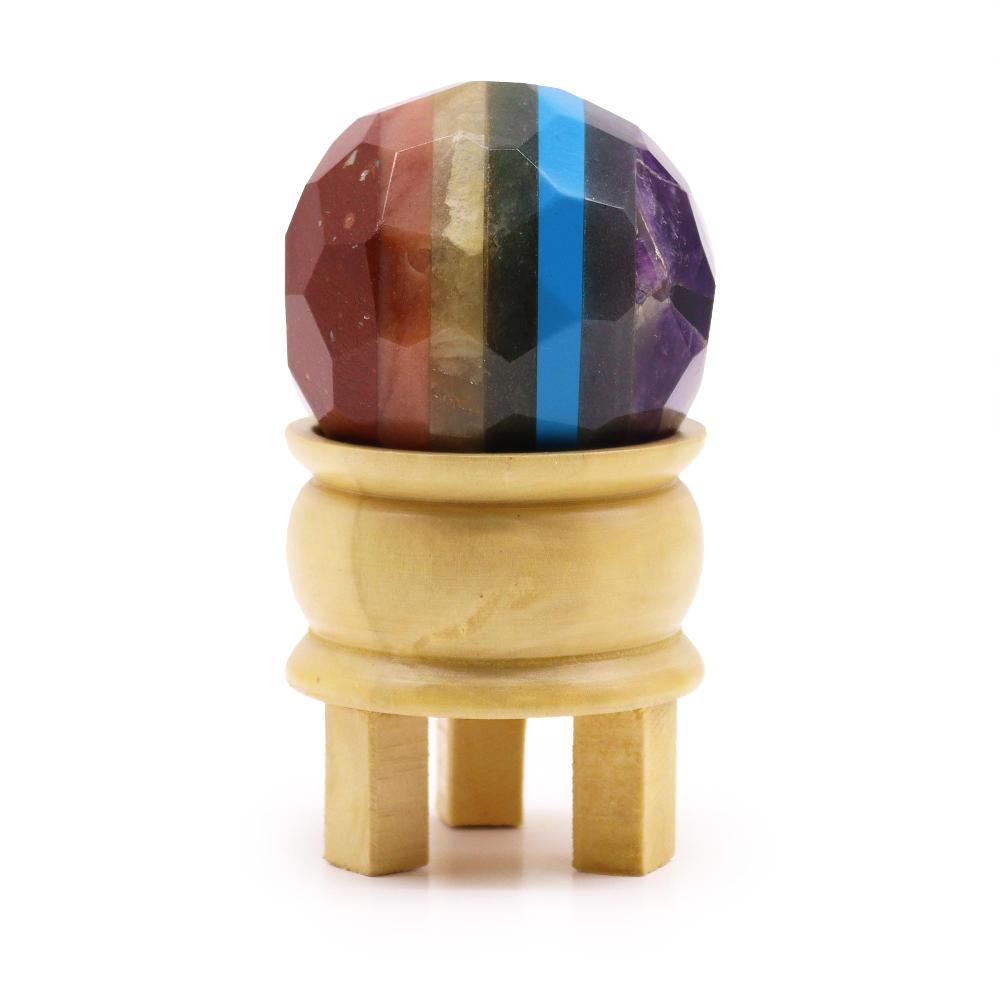ancient wisdom Gemstone Faceted Healing Ball & Stand - Seven Chakra