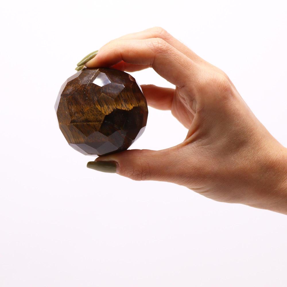 Ancient Wisdom Gemstone Faceted Healing Ball & Stand - Tigereye
