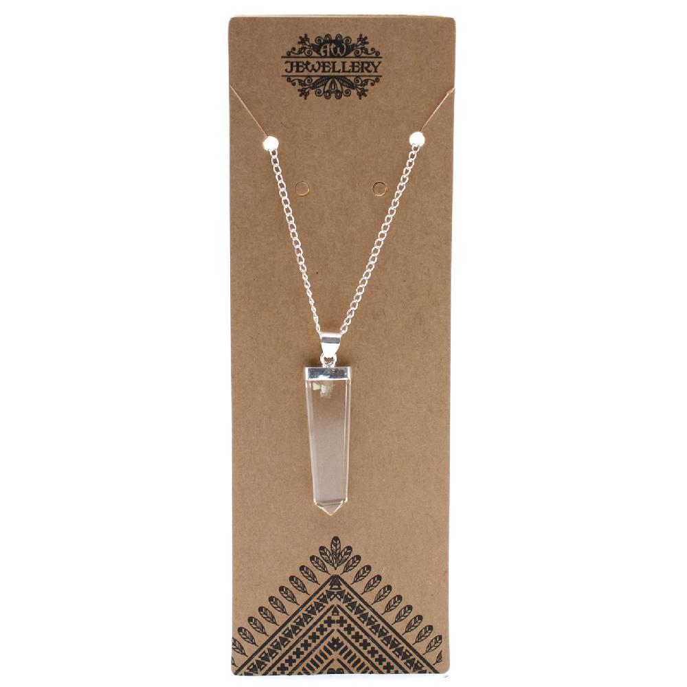 Ancient Wisdom Gemstone Flat Pencil Pendant - Rock Quartz